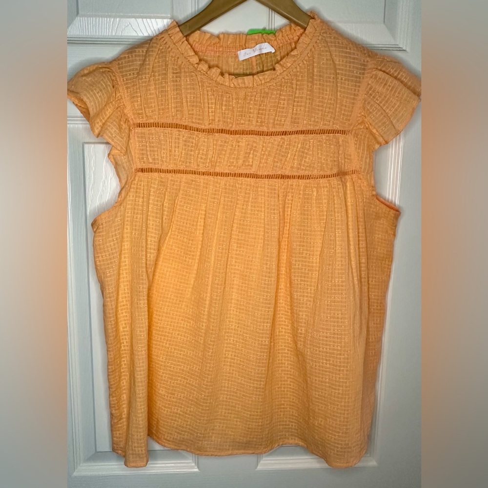 Orange Ruffled Cap Sleeve Blouse